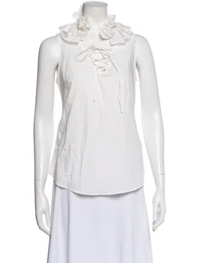 Pre-owned Anne Fontaine Tie Neck Sleeveless Blouse In Neutral