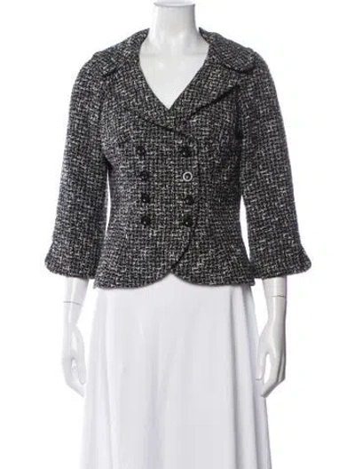 Pre-owned Anne Fontaine Tweed Pattern Blazer In Black