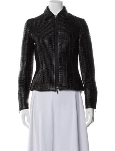 Pre-owned Anne Fontaine Tweed Pattern Evening Jacket In Black