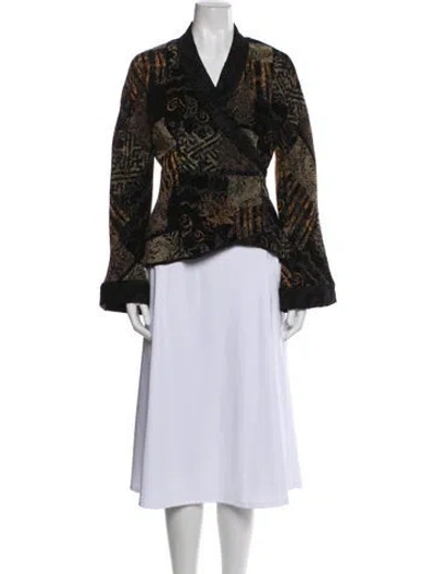 Pre-owned Anne Fontaine Tweed Pattern Jacket In Black