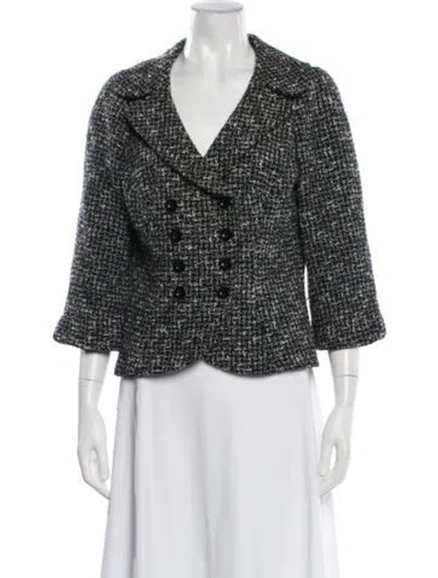 Pre-owned Anne Fontaine Tweed Tweed Pattern Blazer In Black