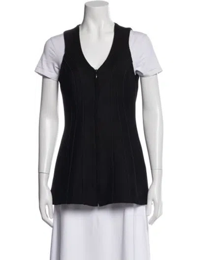 Pre-owned Anne Fontaine Virgin Wool Vest In Black