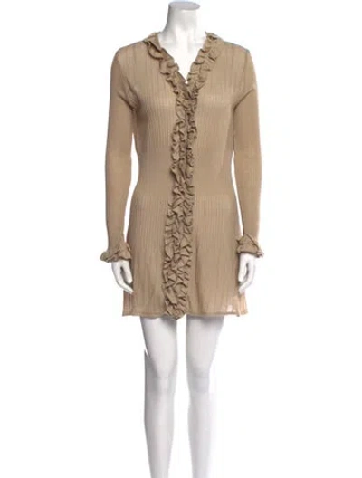 Pre-owned Anne Fontaine V-neck Long Sleeve Tunic In Neutral