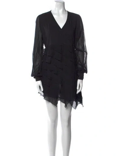 Pre-owned Anne Fontaine V-neck Mini Dress In Black