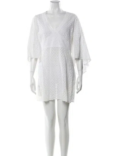 Pre-owned Anne Fontaine V-neck Mini Dress In Neutral