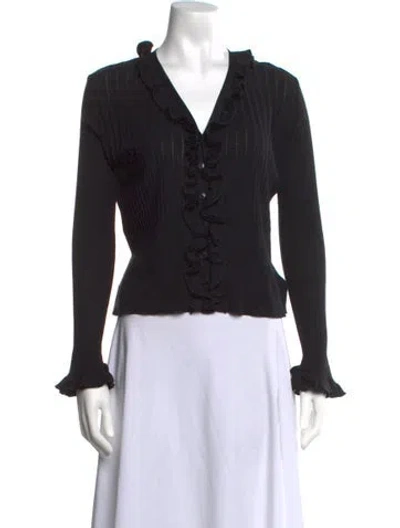 Pre-owned Anne Fontaine V-neck Sweater In Black