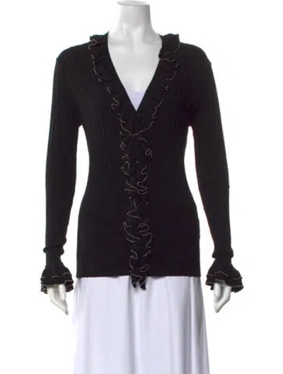 Pre-owned Anne Fontaine V-neck Sweater In Black