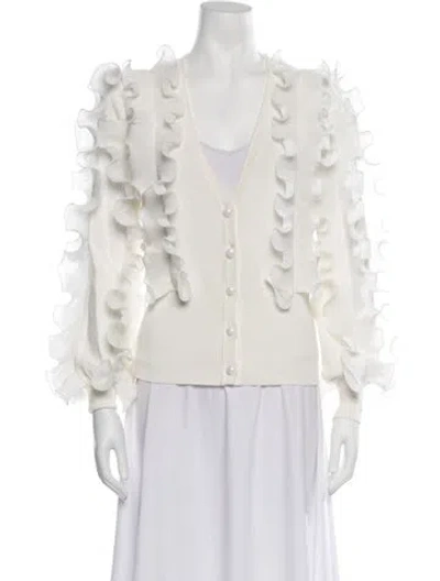 Pre-owned Anne Fontaine V-neck Sweater In Neutrals