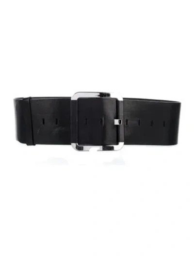 Pre-owned Anne Fontaine Wide Leather Belt In Black