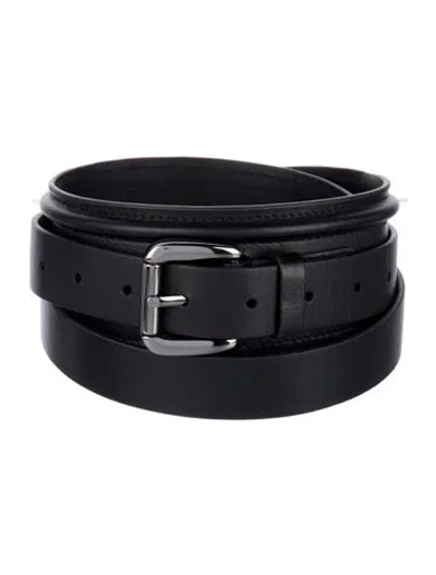 Pre-owned Anne Fontaine Wide Leather Belt In Blue