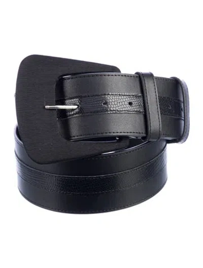 Pre-owned Anne Fontaine Wide Leather Waist Belt In Black