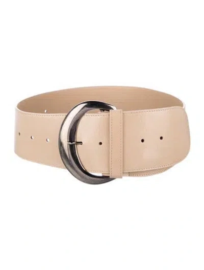 Pre-owned Anne Fontaine Wide Leather Waist Belt In Neutral