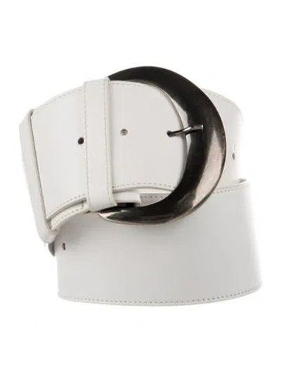 Pre-owned Anne Fontaine Wide Leather Waist Belt In White