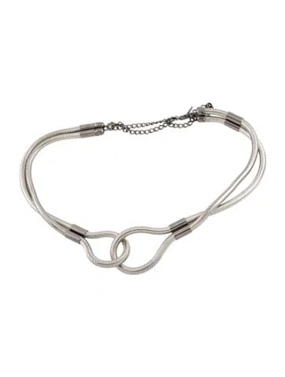 Pre-owned Anne Fontaine Wide Metal Waist Belt In Silver