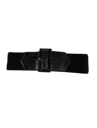 Pre-owned Anne Fontaine Wide Nylon Waist Belt In Black