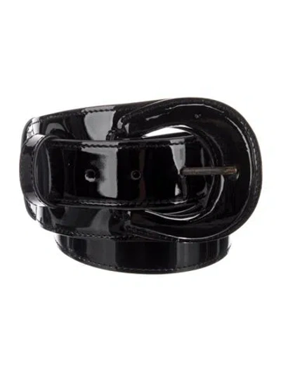 Pre-owned Anne Fontaine Wide Patent Leather Waist Belt In Black