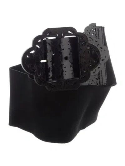 Pre-owned Anne Fontaine Wide Patent Leather Waist Belt In Black