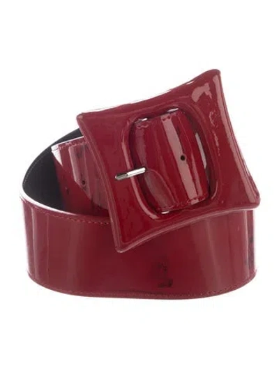 Pre-owned Anne Fontaine Wide Patent Leather Waist Belt In Red