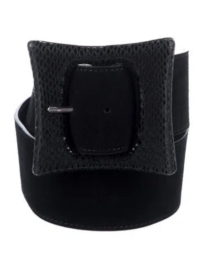 Pre-owned Anne Fontaine Wide Suede Waist Belt In Black