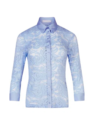 Anne Fontaine Women's Nahia Lace Button-front Shirt In Blue