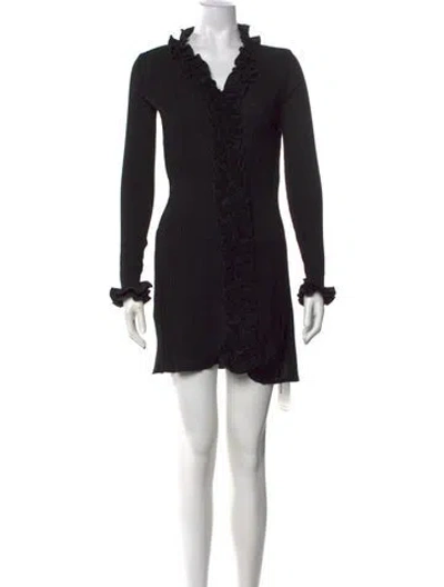 Pre-owned Anne Fontaine Wool Mini Dress In Black