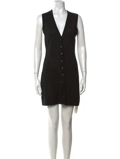 Pre-owned Anne Fontaine Wool V-neck Sweater In Black