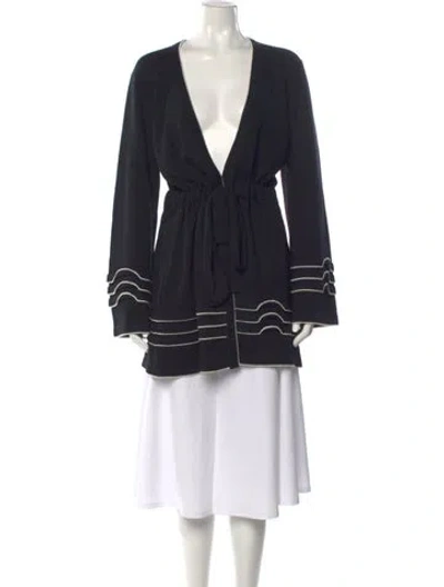 Pre-owned Anne Fontaine Wool V-neck Sweater In Black