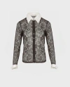 Anne Fontaine Yvonna Long Sleeve Embroidered Lace Shirt In Black