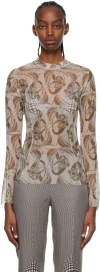 Anne Isabella Off-white & Green Recycled Polyethylene Blouse In Adele Green