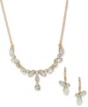 Anne Klein 2-pc. Crystal Navette Stone Cluster Necklace And Earrings Set In White