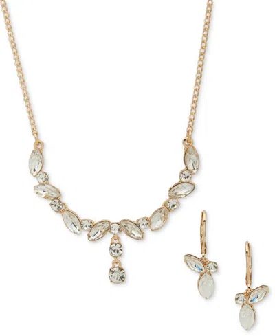 ANNE KLEIN 2-PC. CRYSTAL NAVETTE STONE CLUSTER NECKLACE AND EARRINGS SET