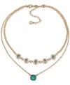 Anne Klein 2-pc. Gold-tone Multi-stone Crystal Pendant Necklace, 16" + 3" Extender In Multi