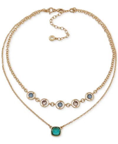 Anne Klein 2-pc. Gold-tone Multi-stone Crystal Pendant Necklace, 16" + 3" Extender