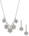 Anne Klein 2-pc. Silver-tone Snowflake Frontal Necklace And Earrings Set In Metallic