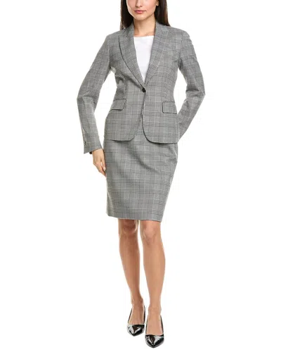 Anne Klein Women's Glen Plaid Single-button Skirt Suit In Black