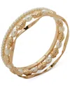 Anne Klein 3-pc. Imitation Pearl Gold-tone Texture Bangle Set In White