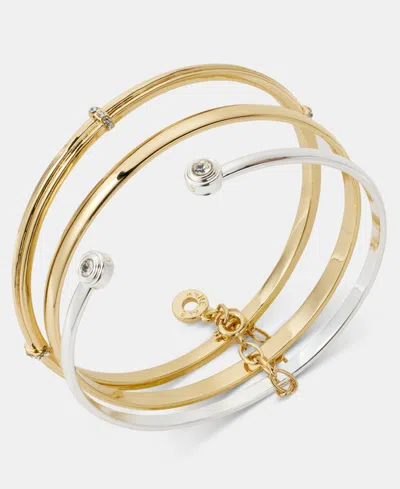 Anne Klein 3-pc. Set Crystal Bangle & Cuff Bracelets In Gold