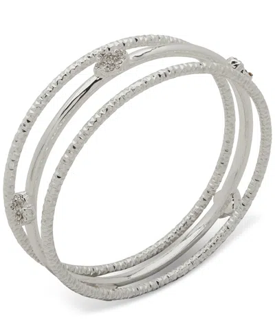 Anne Klein 3-pc. Set Crystal Floral-motif Bangle Bracelets