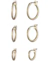 Anne Klein 3-pc. Set Extra-small & Small Hoop Earrings In Gold