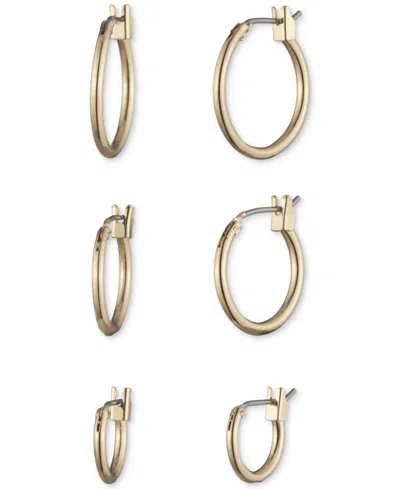 Anne Klein 3-pc. Set Extra-small & Small Hoop Earrings In Gold