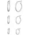 Anne Klein 3-pc. Set Extra-small & Small Hoop Earrings In Silver
