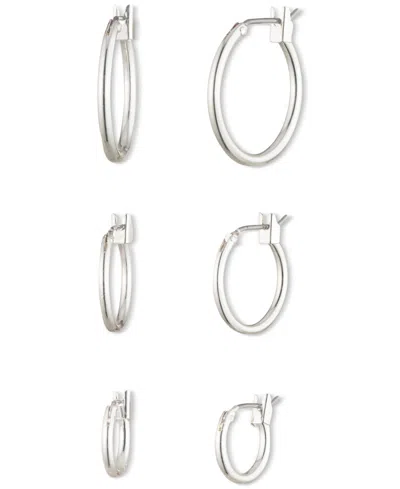 Anne Klein 3-pc. Set Extra-small & Small Hoop Earrings In Silver