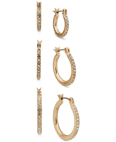 Anne Klein 3-pc. Set Pave Hoop Earrings In Gold