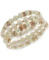 Anne Klein 3-pc. Set White Imitation Pearl & Crystal Rondelle Stretch Bracelets In Pearl
