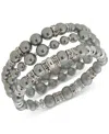 Anne Klein 3-pc. Set White Imitation Pearl & Crystal Rondelle Stretch Bracelets In Grey
