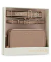 Anne Klein 3 Piece Gift Set With Double Zip Camera Crossbody In Brown