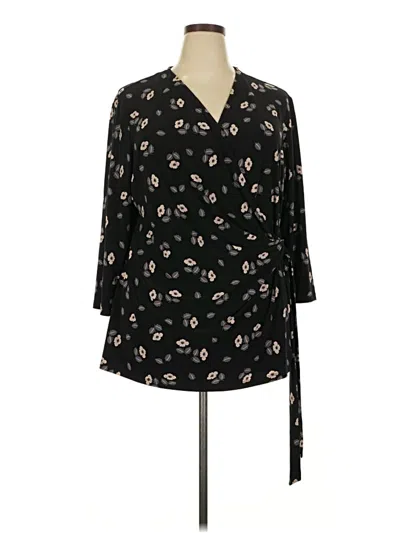 Pre-owned Anne Klein 3/4 Sleeve Blouse In Black