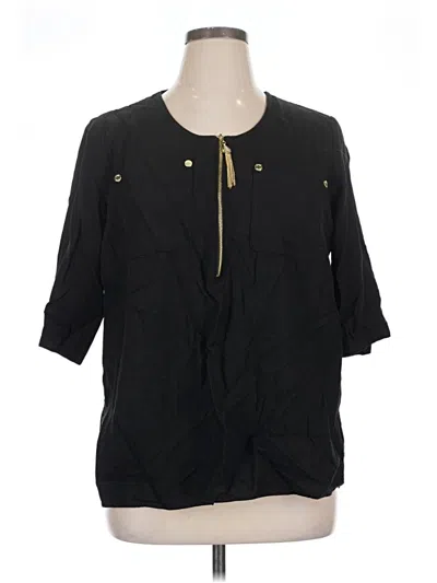 Pre-owned Anne Klein 3/4 Sleeve Blouse In Black