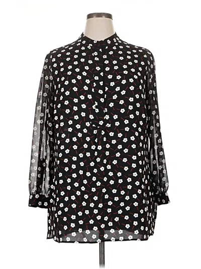Pre-owned Anne Klein 3/4 Sleeve Blouse In Black