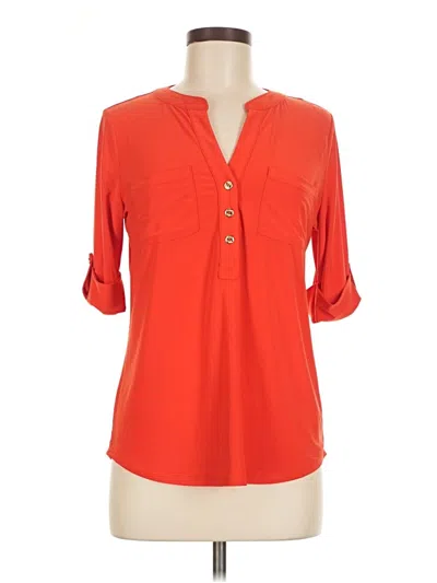 Pre-owned Anne Klein 3/4 Sleeve Blouse In Orange